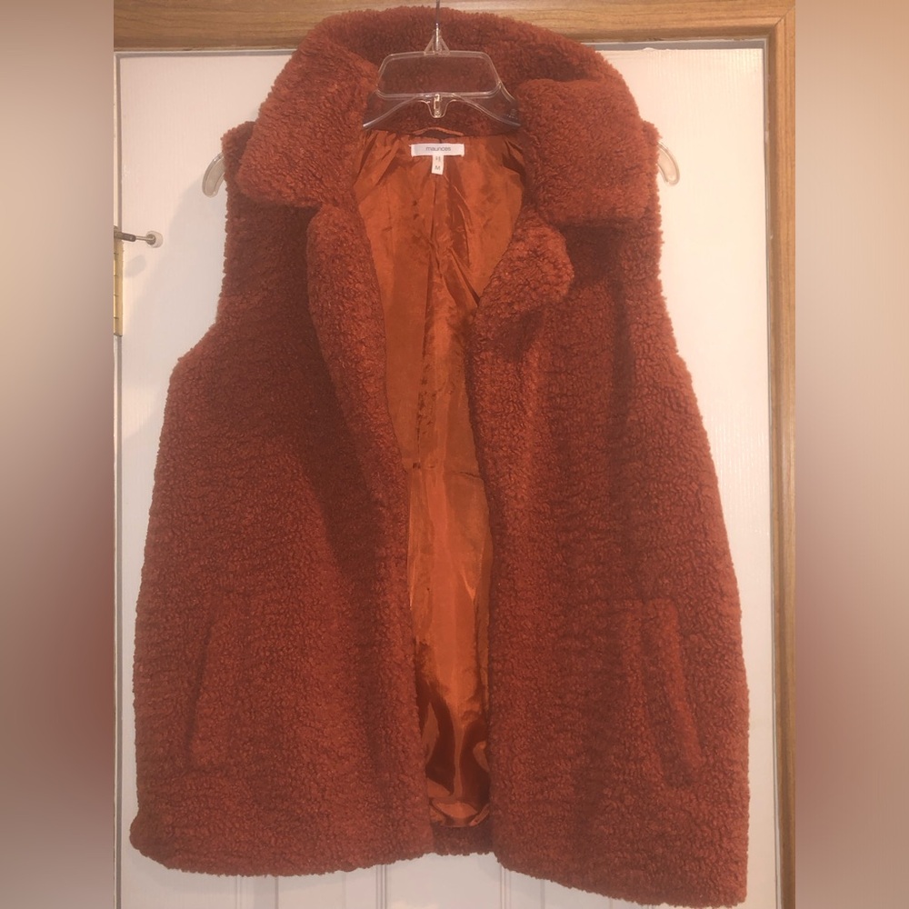 Faux fur rust orange women’s vest